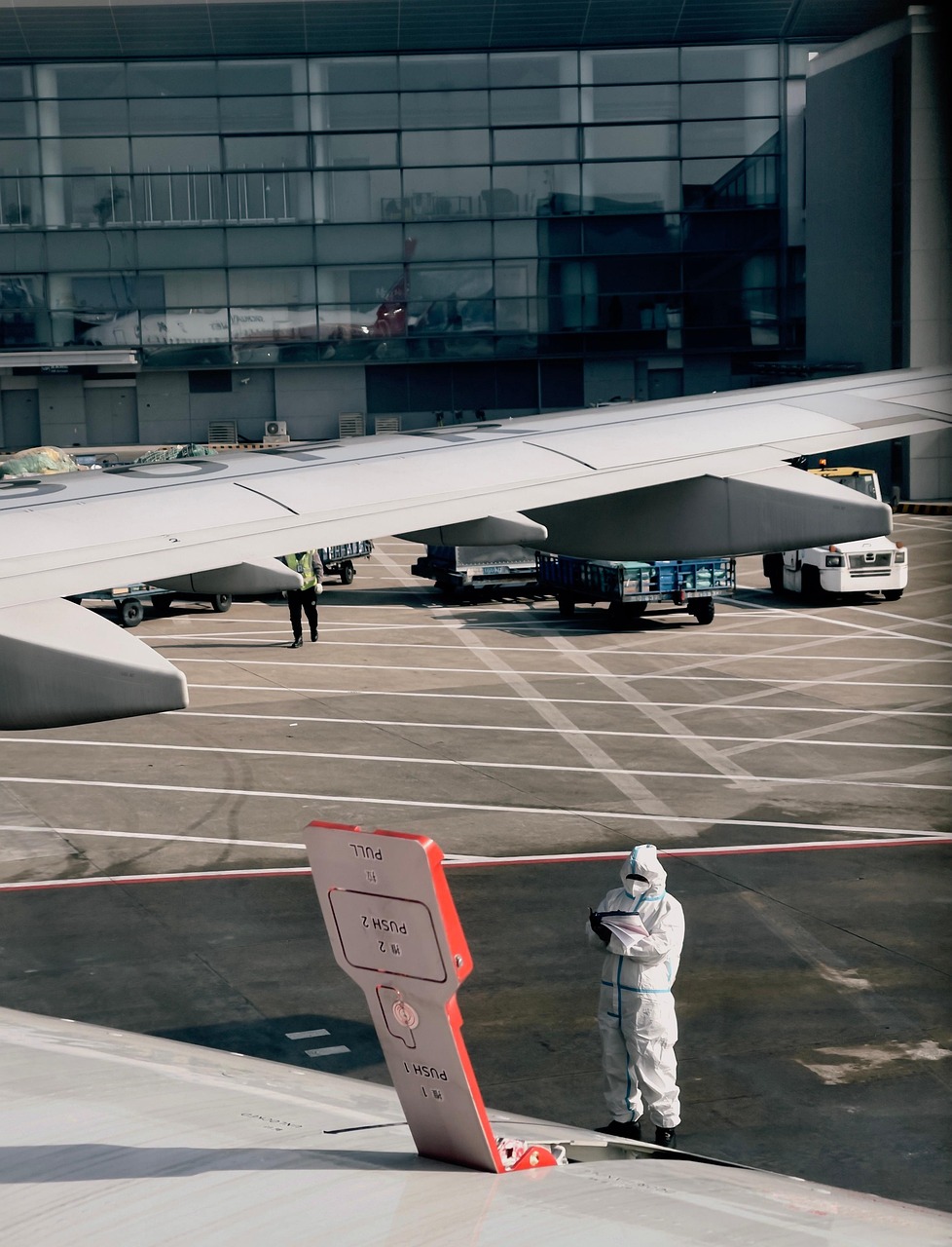 epidemic prevention, an examination, protective suit, flight, transportation, policy, civil aviation